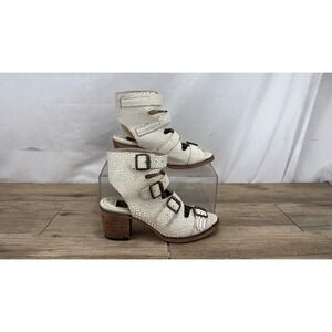 Freebird by Steven White Textured Leather Buckle Sandals